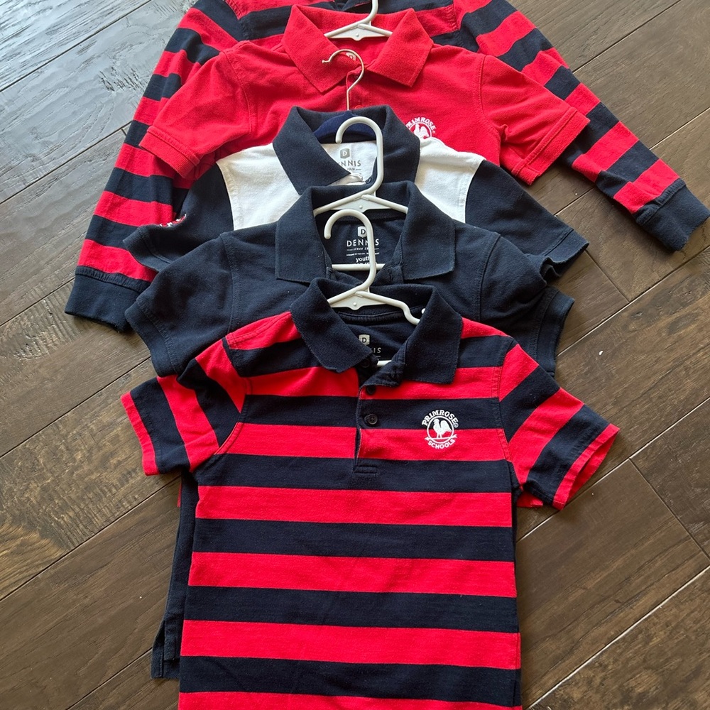 Red and Black Striped Kids Polo Shirt